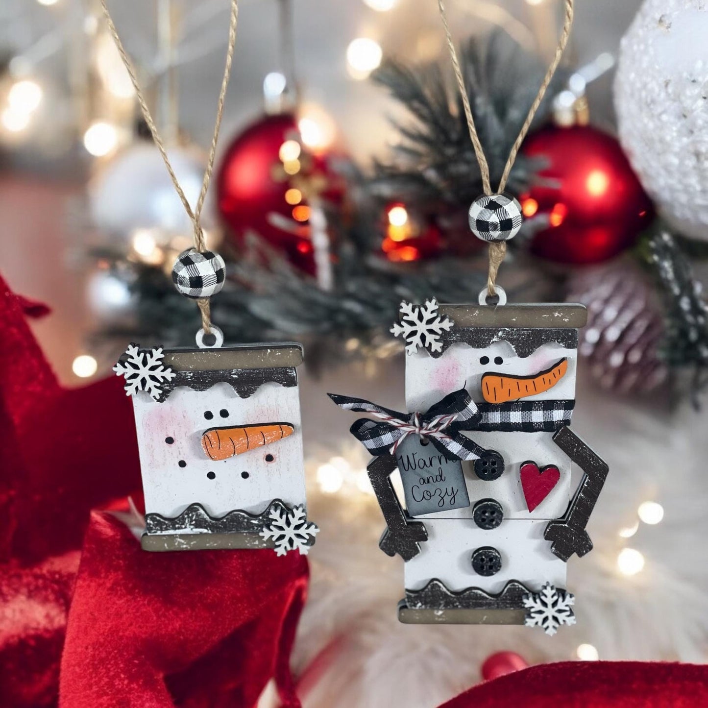 Marshmallow Snowmen Christmas Ornaments