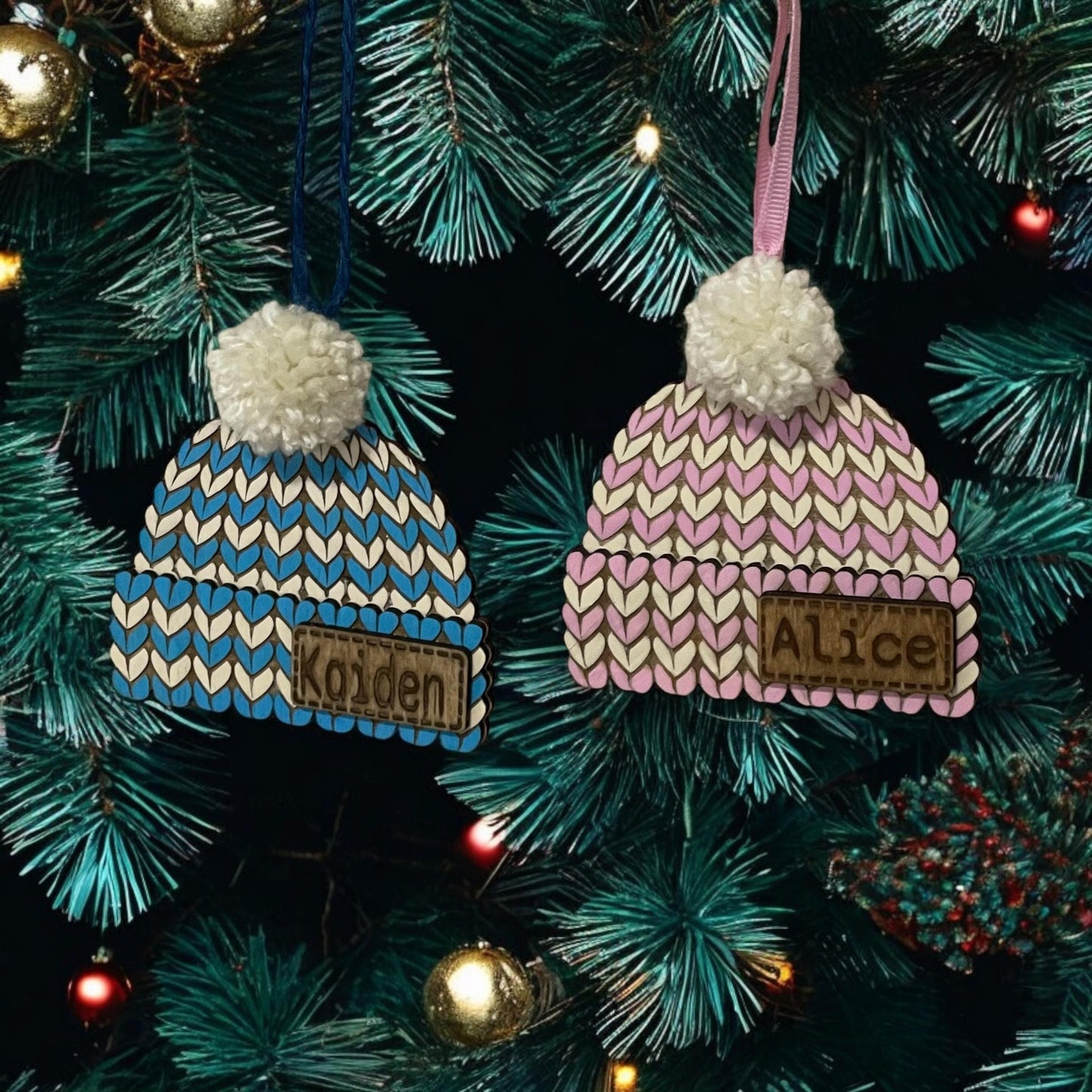 Personalized Knit Hat Christmas Ornaments