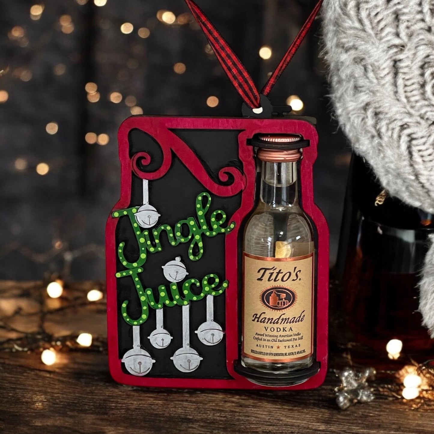 Jingle Juice Handmade Wooden Mini Liquor Ornaments