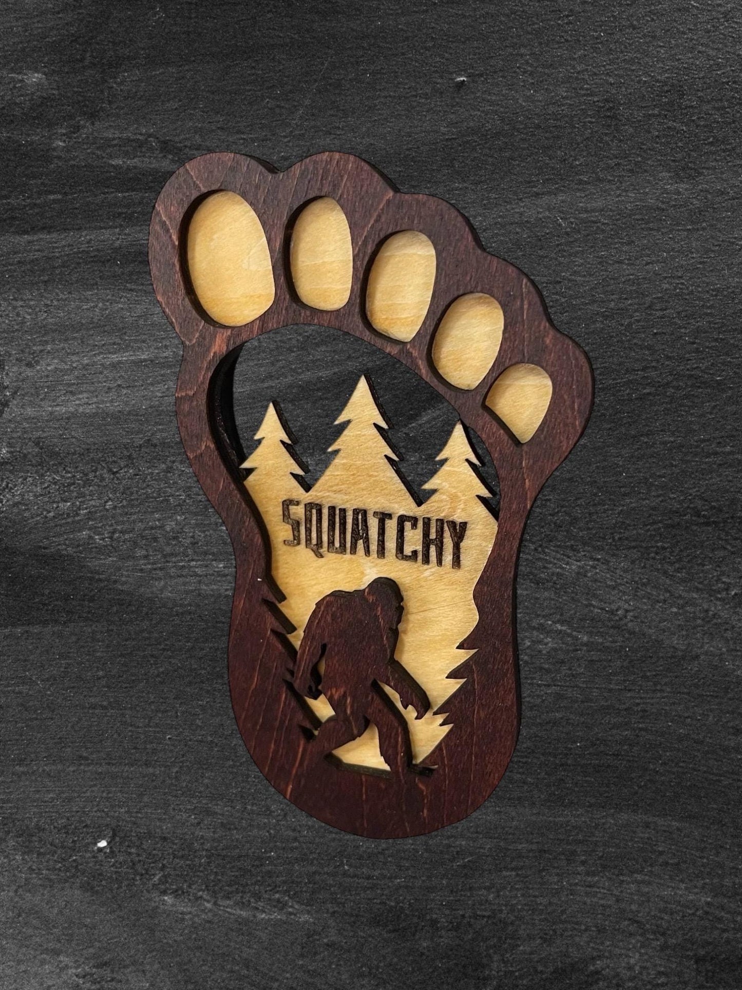 Sasquatch Wooden Ornament | Magnet, Rear View Mirror Hanger, or keychain