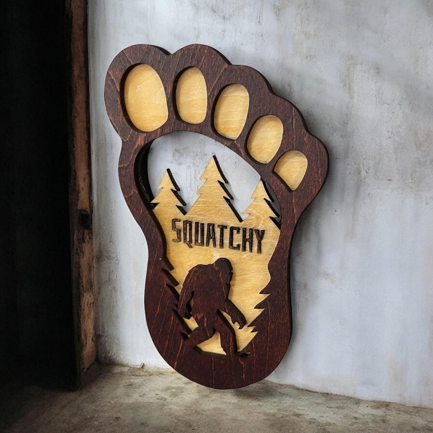 Sasquatch Wooden Ornament | Magnet, Rear View Mirror Hanger, or keychain