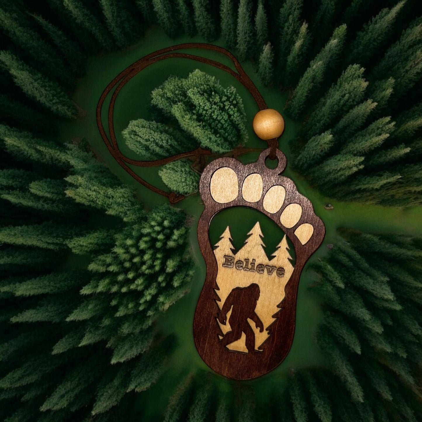 Sasquatch Wooden Ornament | Magnet, Rear View Mirror Hanger, or keychain