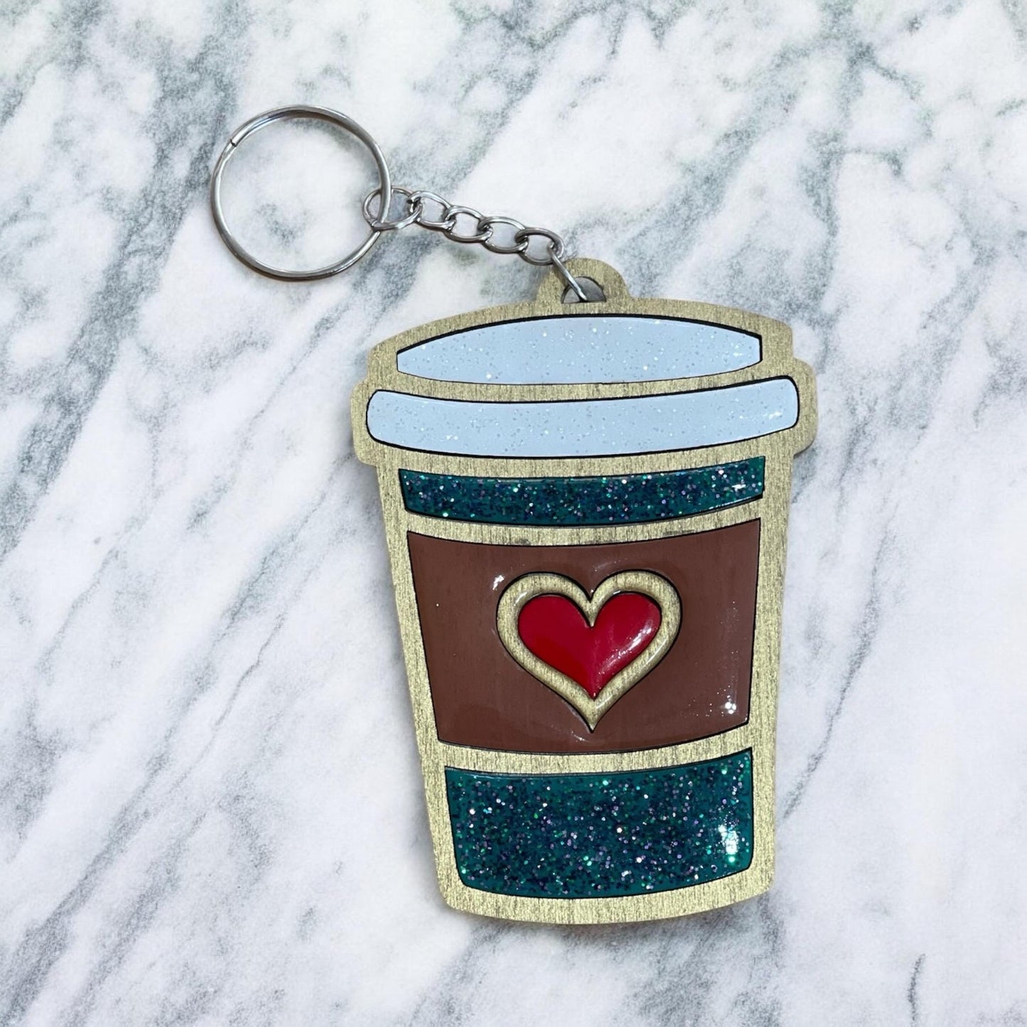 Hand-Painted Coffee Cup Keychain/ A Whimsical Gift for Coffee Lovers!