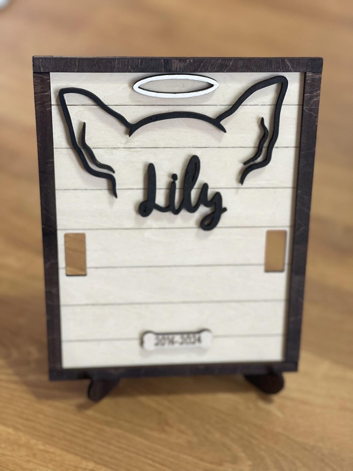 Personalized Pet Memorial Keepsake Frame - Holds Pet Collar with Name & Years - Frame with Stand