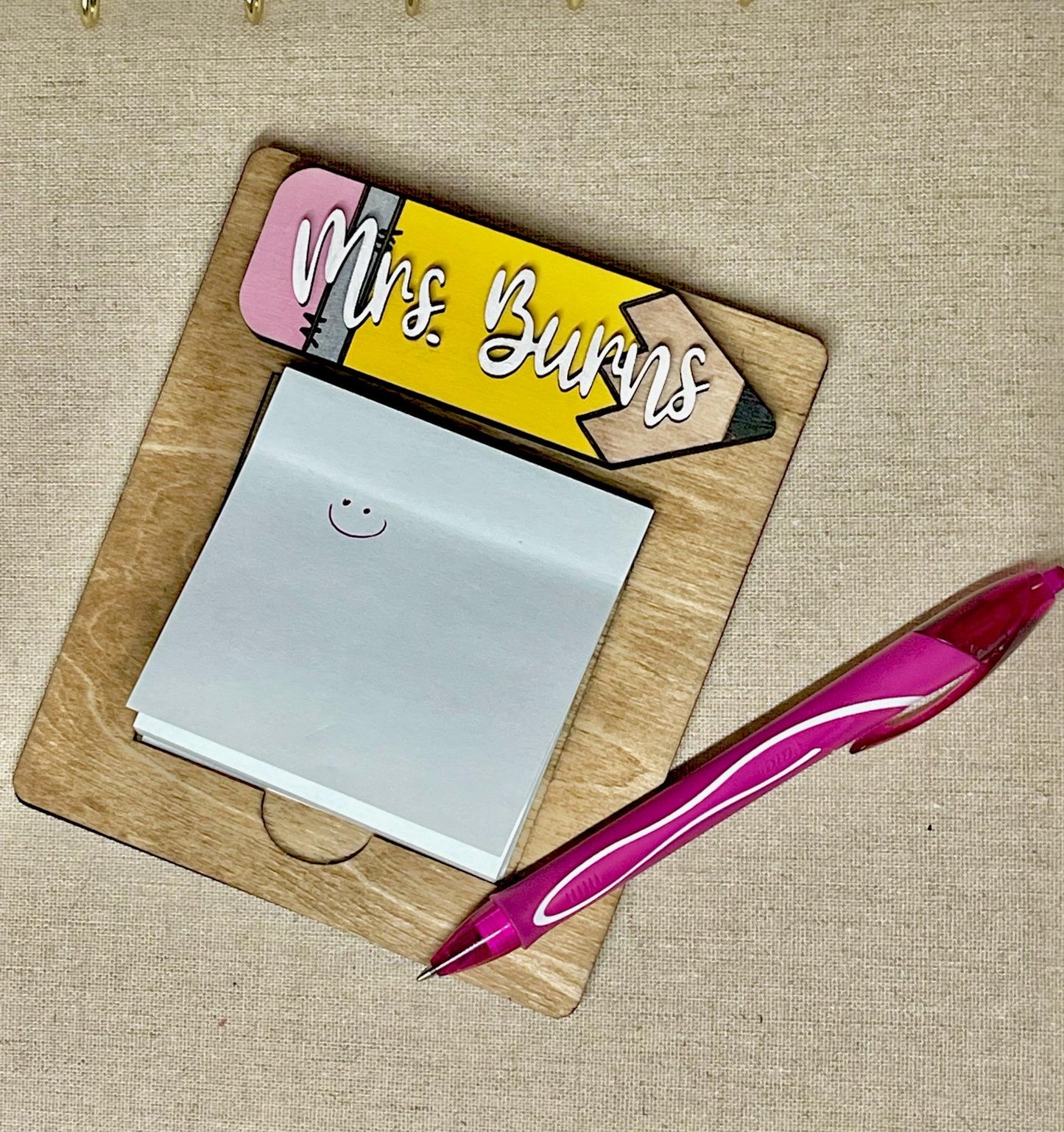 Teacher Sticky Note Pad Holder / Personalized with Teachers Name/ Teacher Desktop Accessory/ Teacher Appreciation Gift