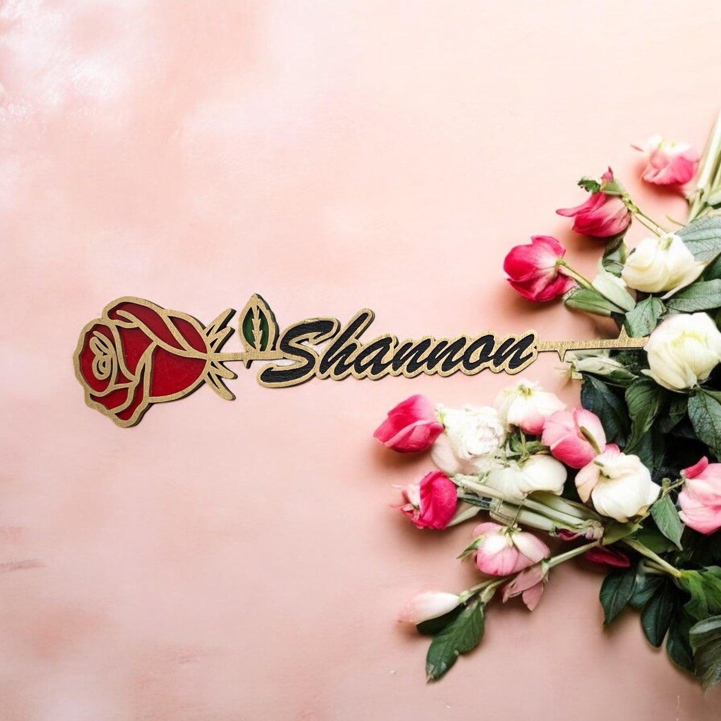 Personalized Hand Painted Wood Rose Perfect Gift for Any Occasion