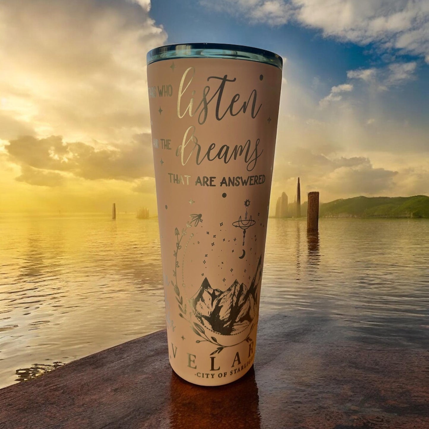 Velaris City of Starlight Tumbler | ACOTAR Inspired | Soft-Touch Laser Engraved Design - 30 oz Slim