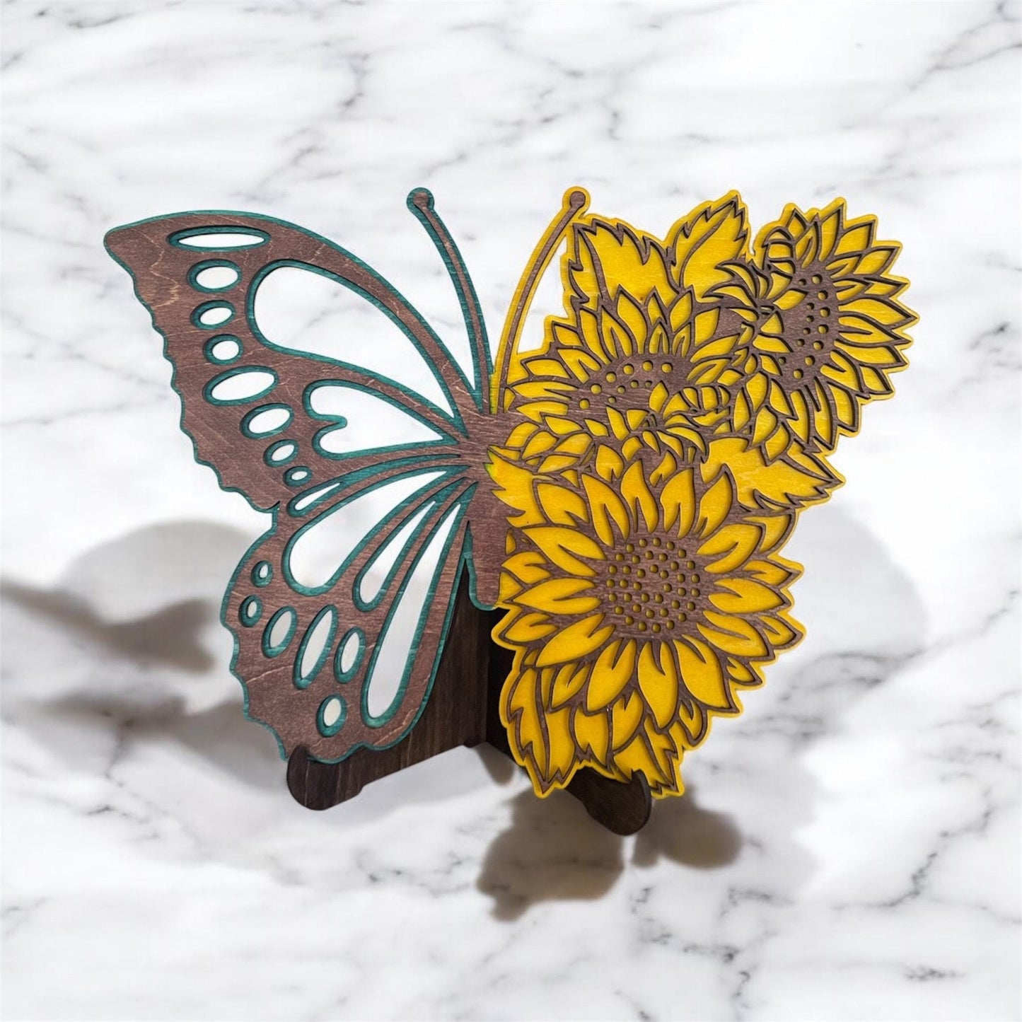 Butterfly & Sunflower Laser Cut Decor – Freestanding or Wall Hanging