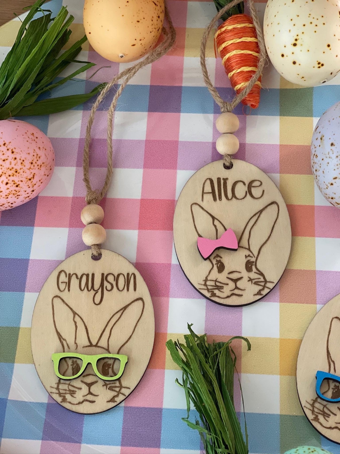 Personalized Laser Engraved Easter Basket Tags – Custom Bunny Name Tags