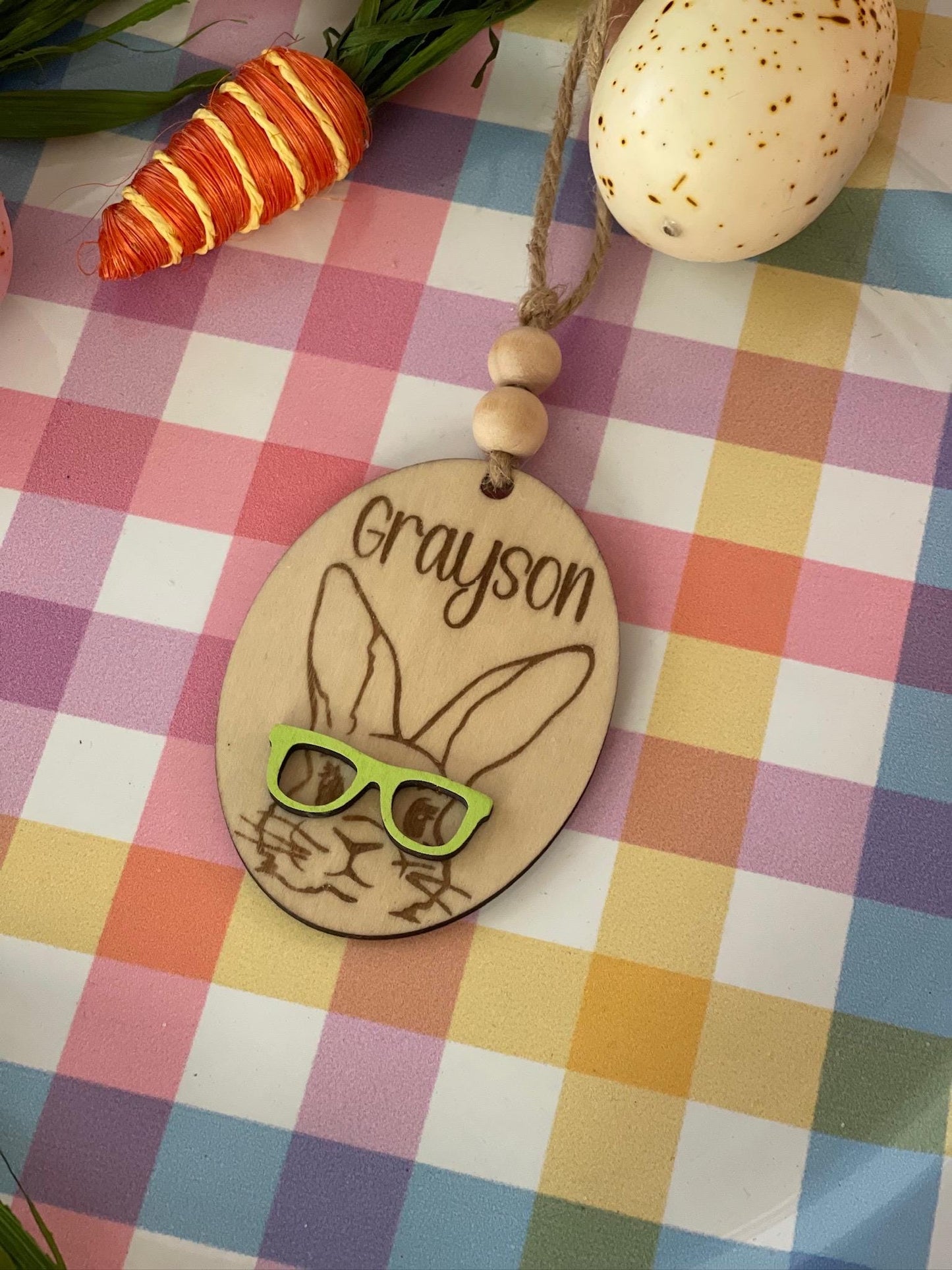 Personalized Laser Engraved Easter Basket Tags – Custom Bunny Name Tags