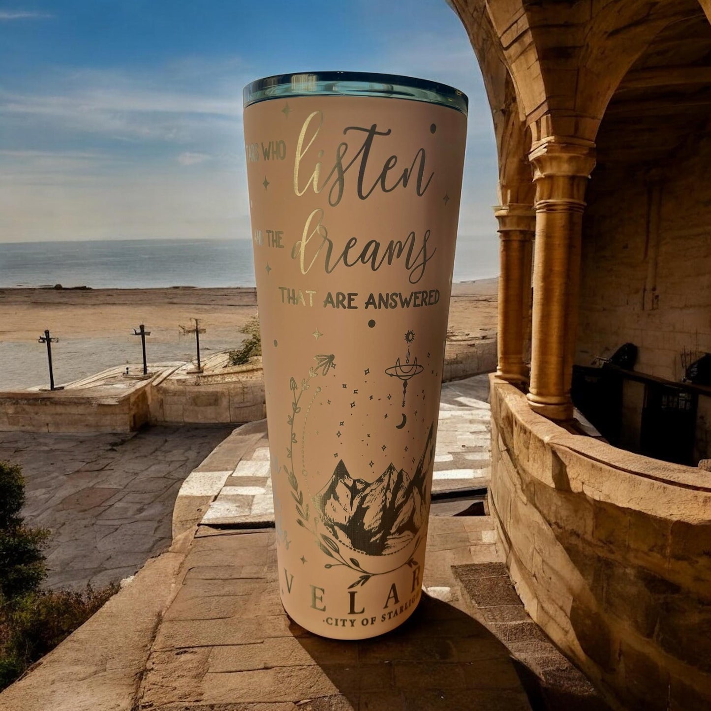Velaris City of Starlight Tumbler | ACOTAR Inspired | Soft-Touch Laser Engraved Design - 30 oz Slim