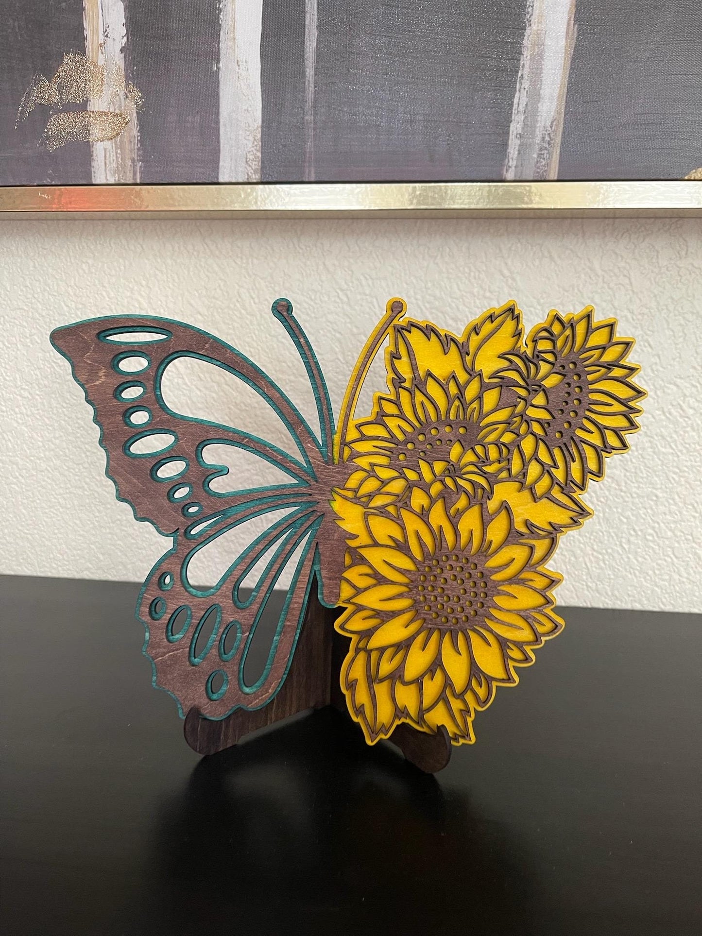 Butterfly & Sunflower Laser Cut Decor – Freestanding or Wall Hanging