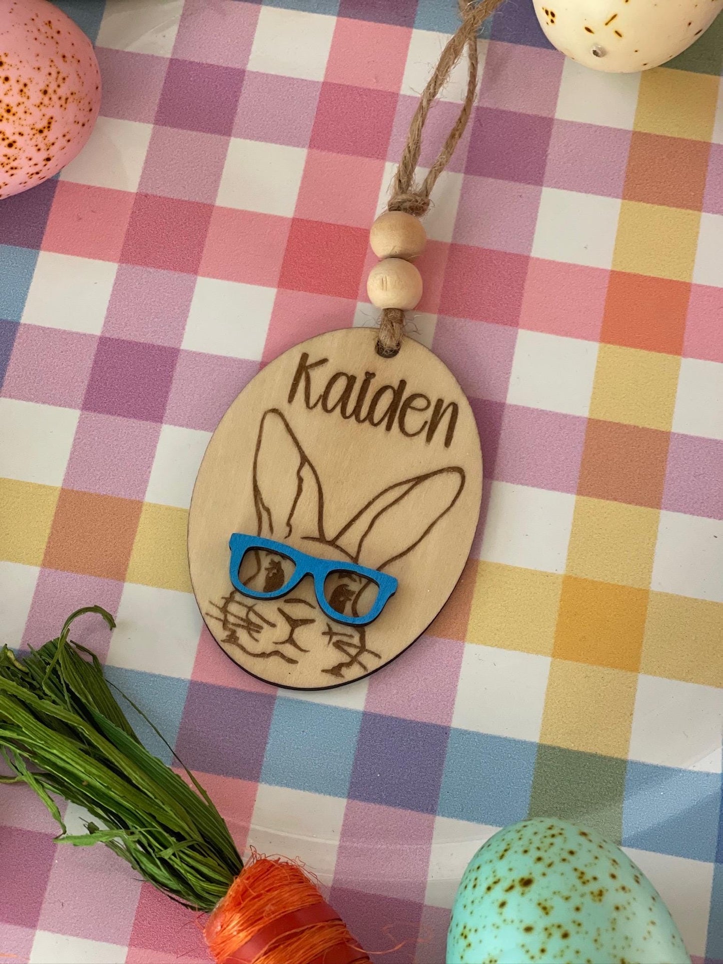Personalized Laser Engraved Easter Basket Tags – Custom Bunny Name Tags