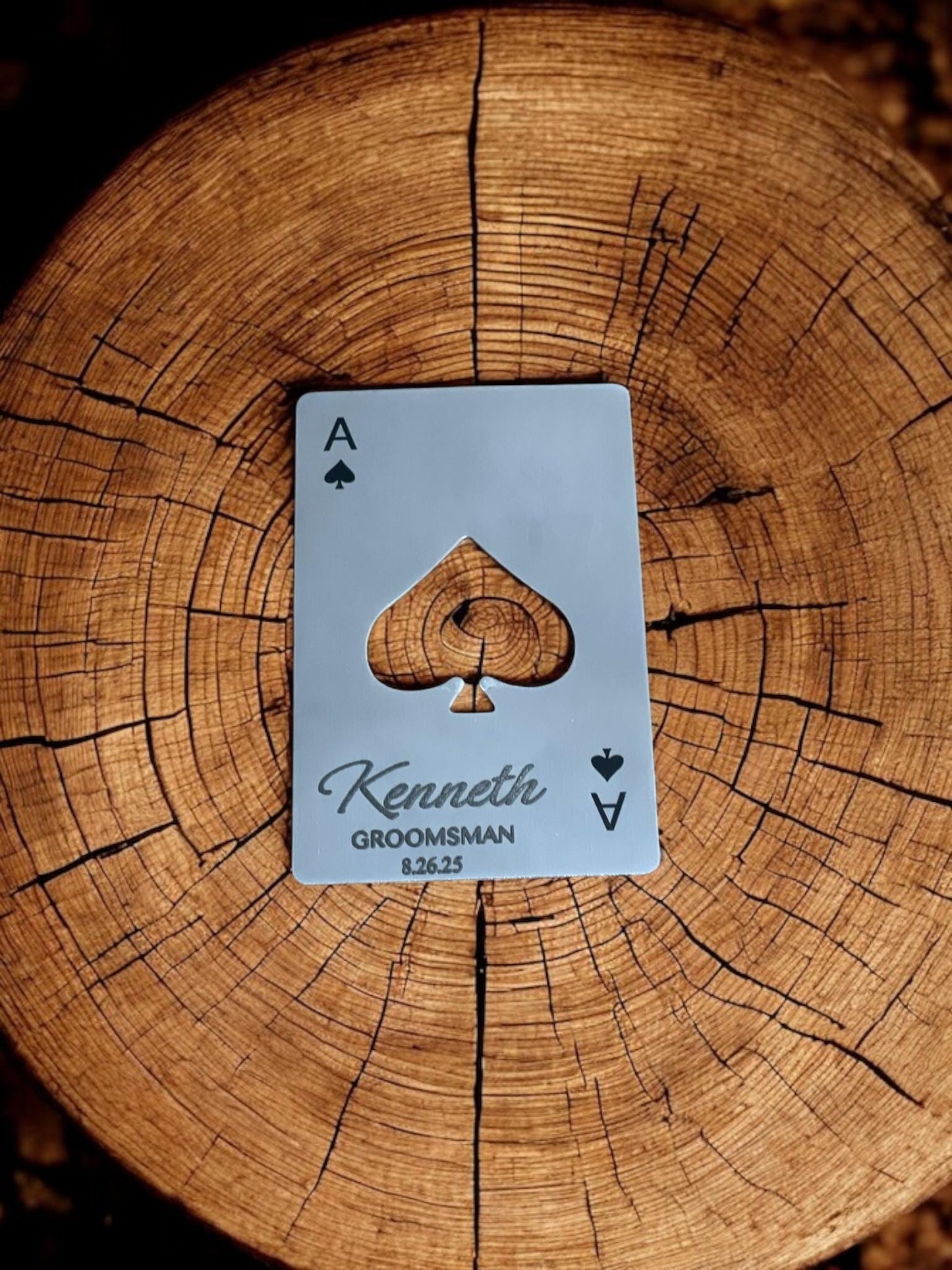 Personalized Ace of Spades Bottle Opener | Groomsmen Gift | Wedding Favors | Custom Aluminum Card Opener