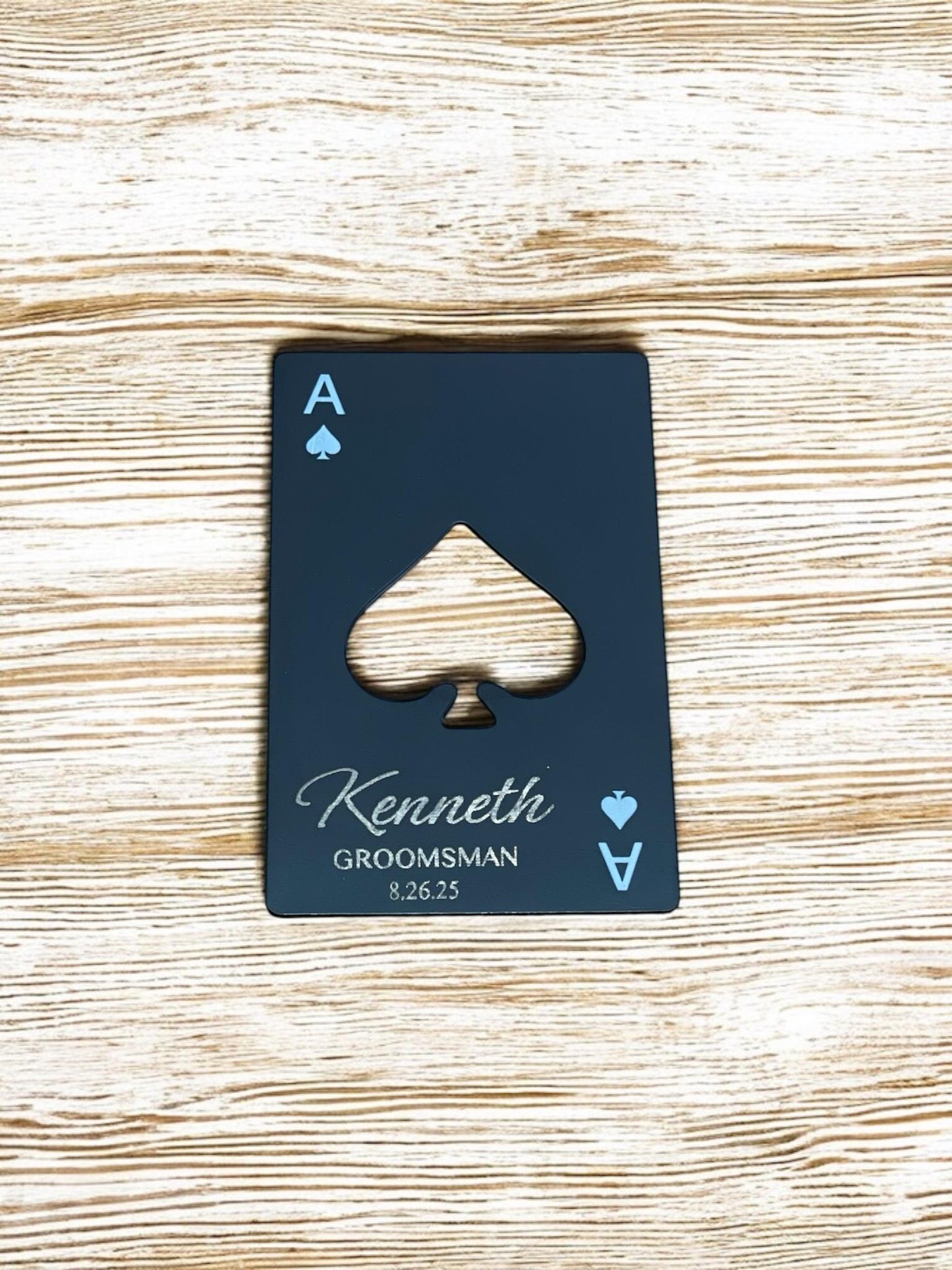 Personalized Ace of Spades Bottle Opener | Groomsmen Gift | Wedding Favors | Custom Aluminum Card Opener