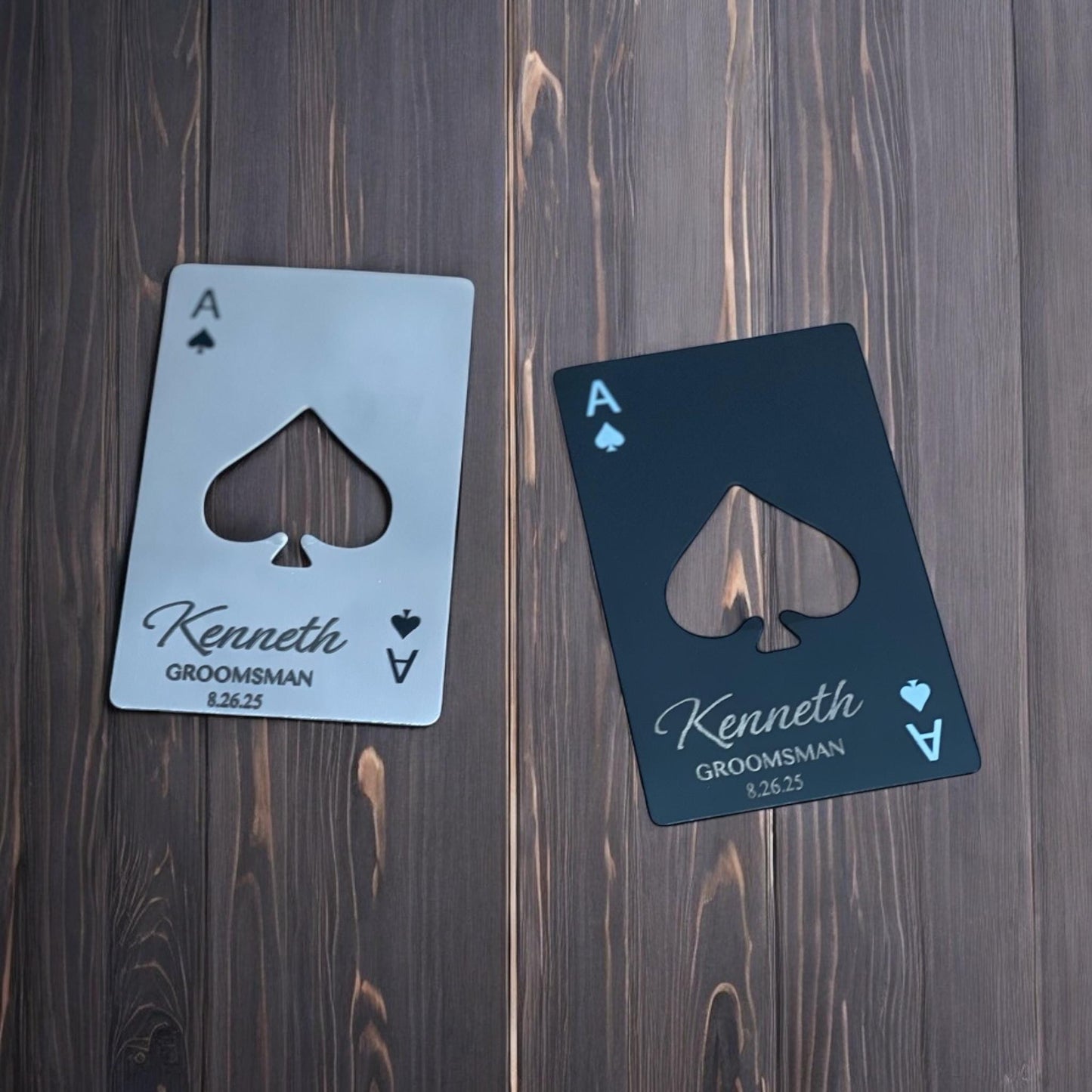 Personalized Ace of Spades Bottle Opener | Groomsmen Gift | Wedding Favors | Custom Aluminum Card Opener