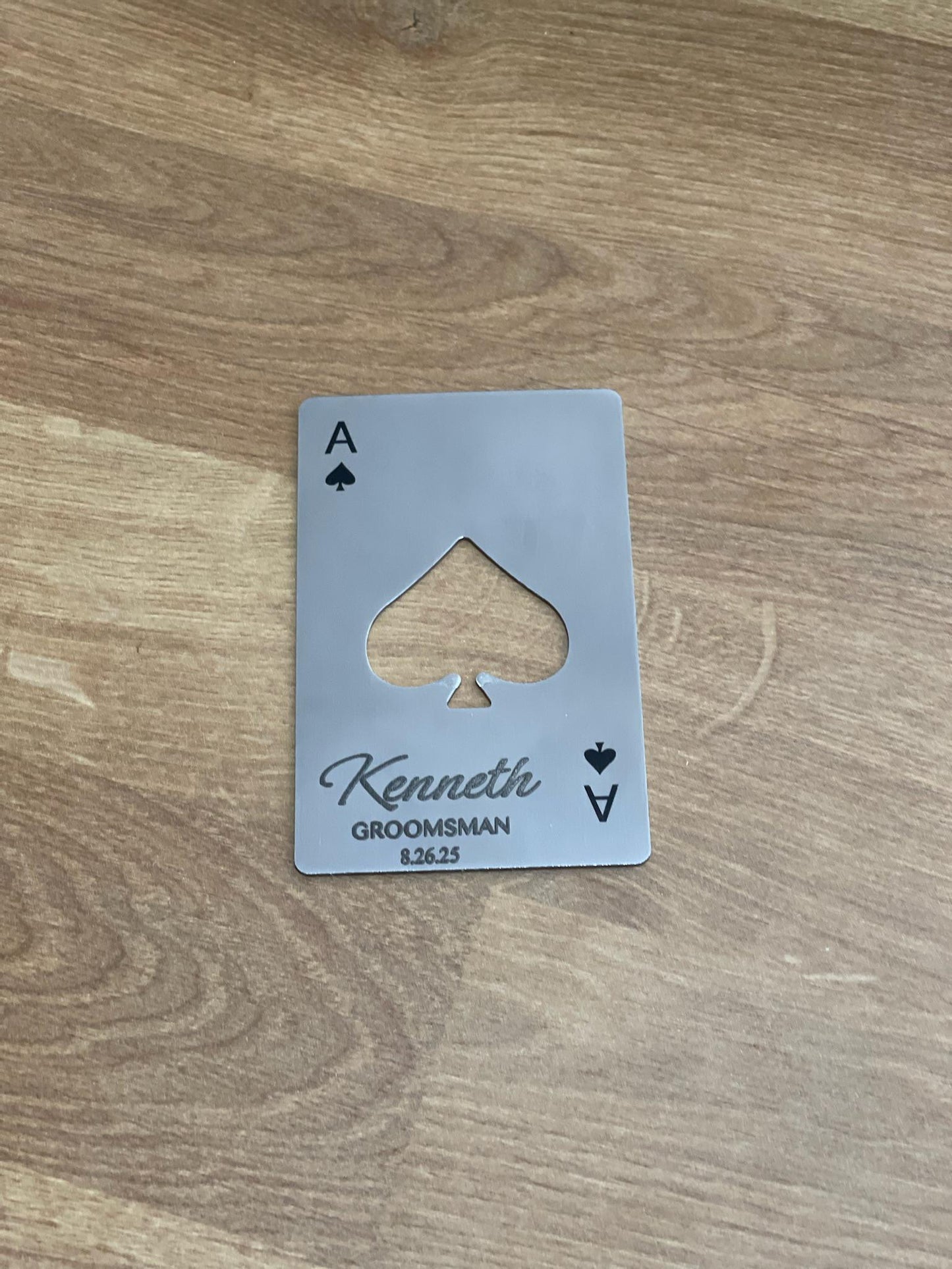 Personalized Ace of Spades Bottle Opener | Groomsmen Gift | Wedding Favors | Custom Aluminum Card Opener