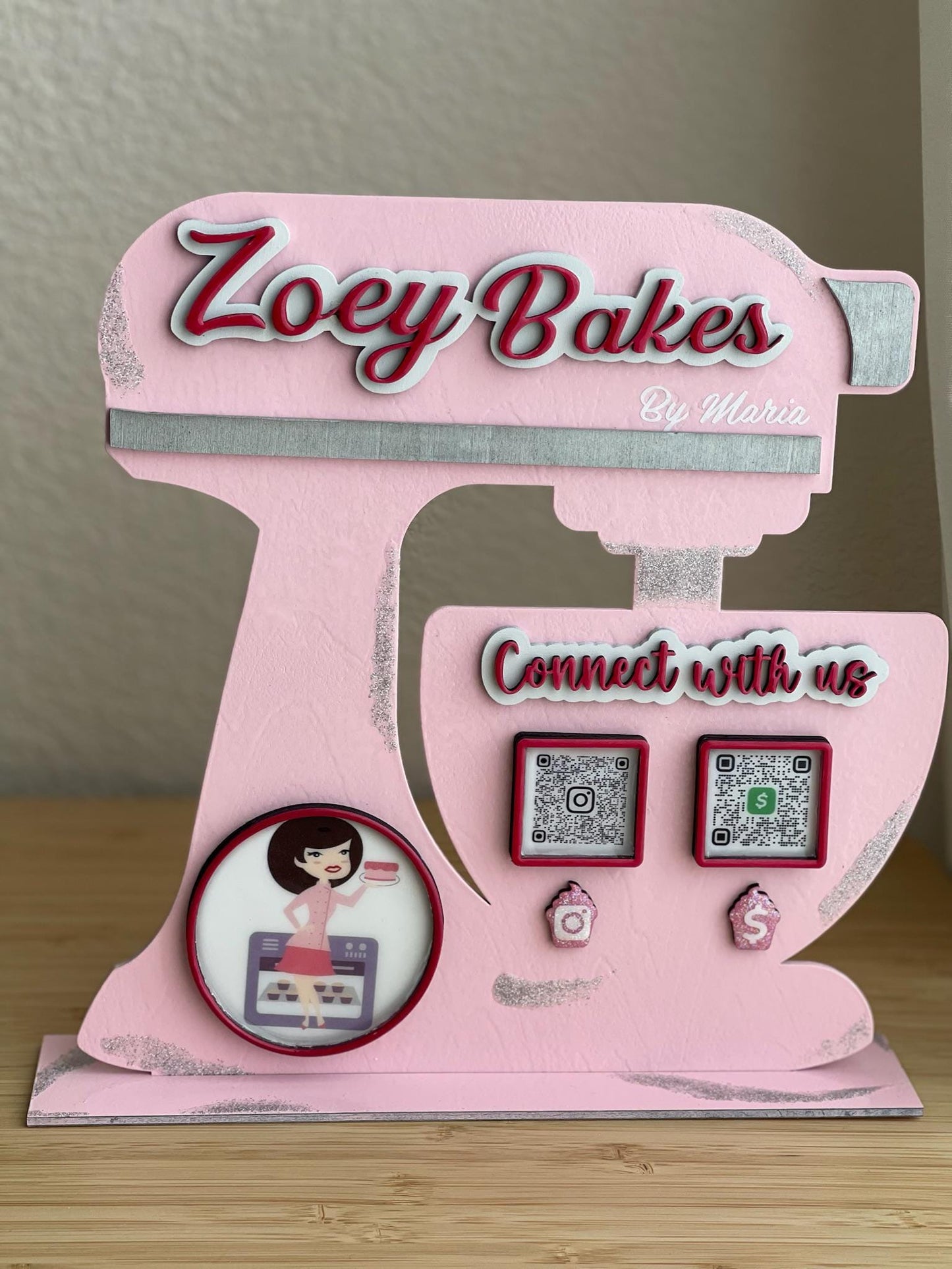 Personalized Stand Mixer for Bakery/Culinary/Business Owners – QR codes to simplify your business – Perfect for Vendor Events & Live Videos
