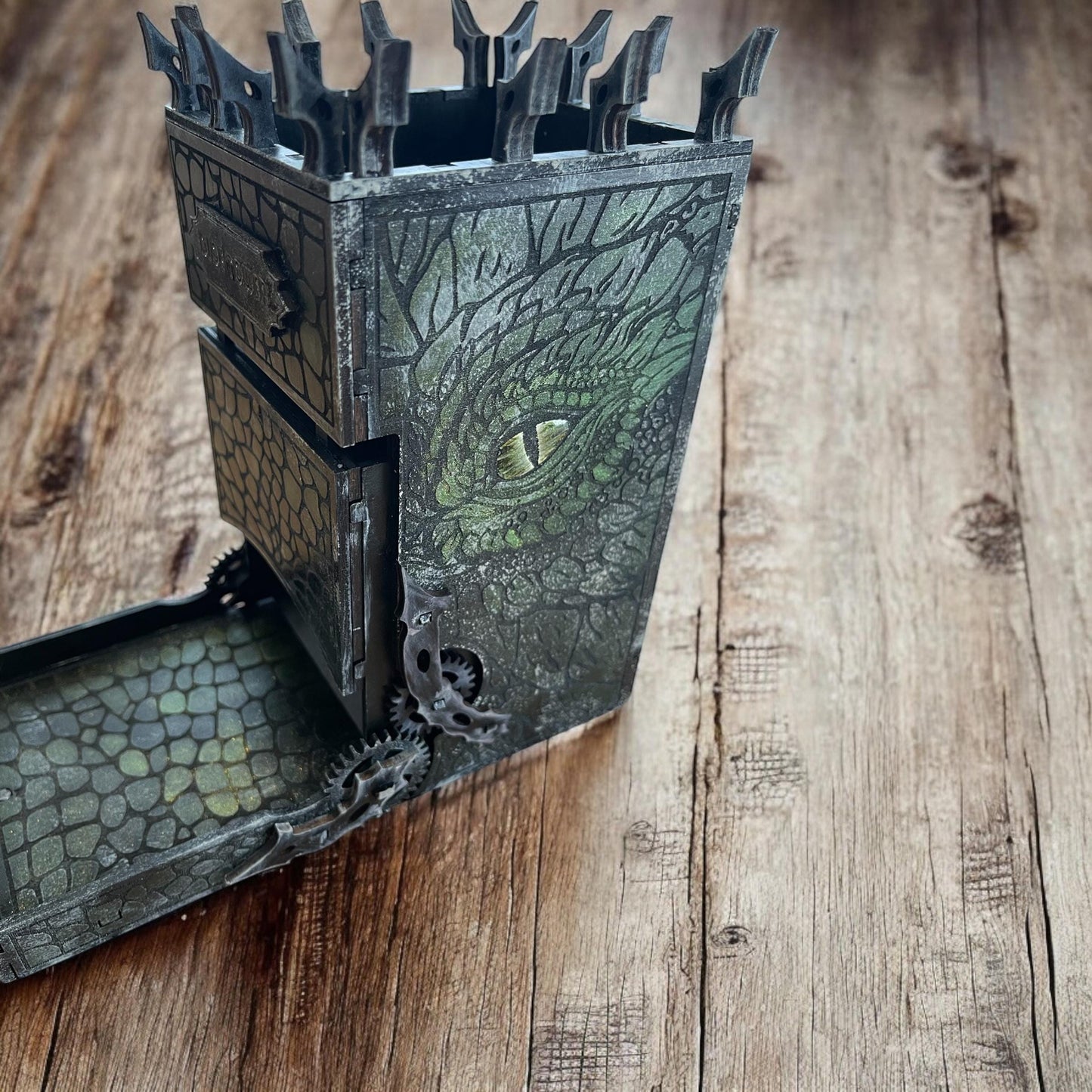 Majestic Dragon Dice Tower for Tabletop RPGs – Handmade Fantasy Dice Roller