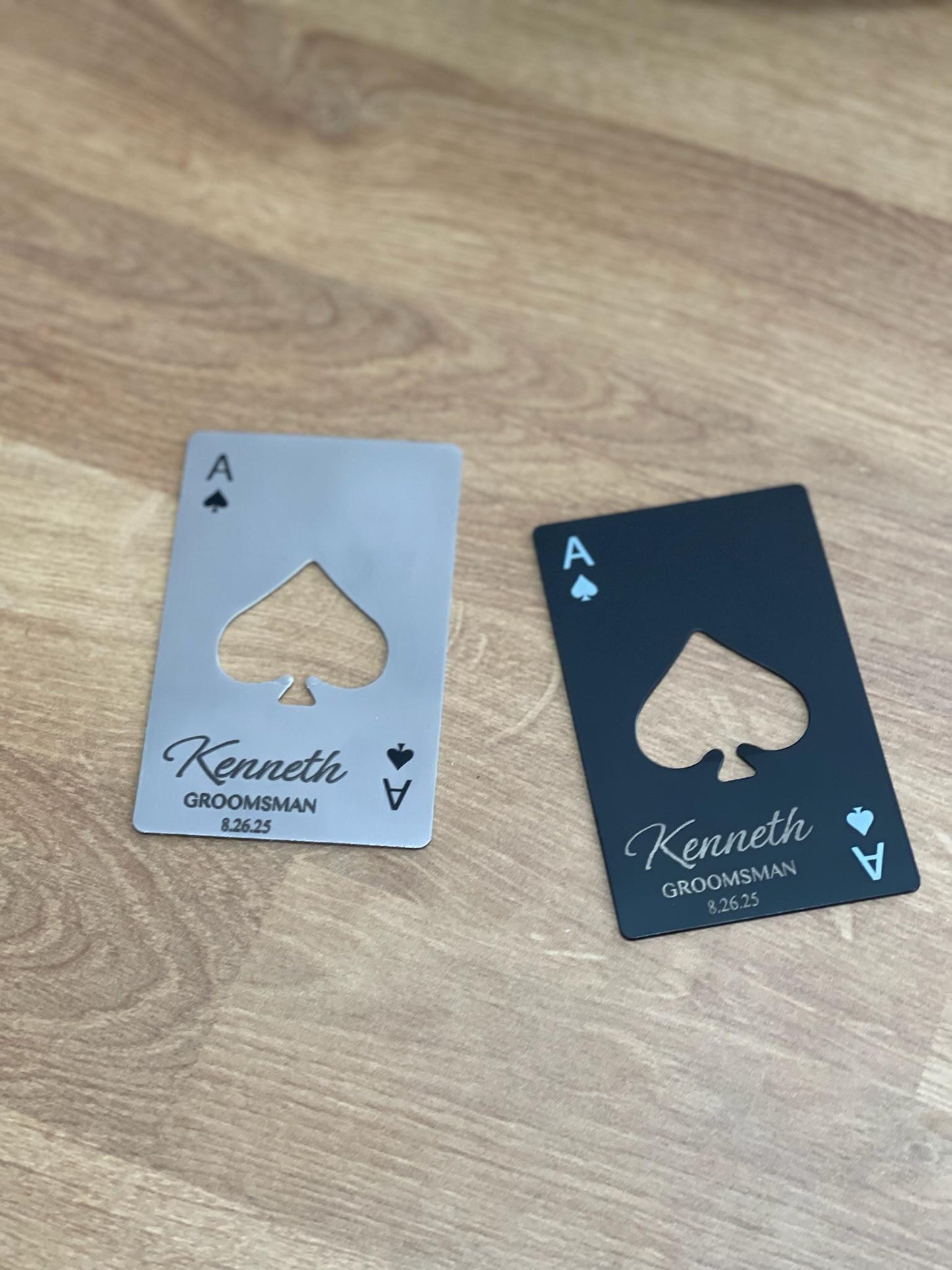 Personalized Ace of Spades Bottle Opener | Groomsmen Gift | Wedding Favors | Custom Aluminum Card Opener