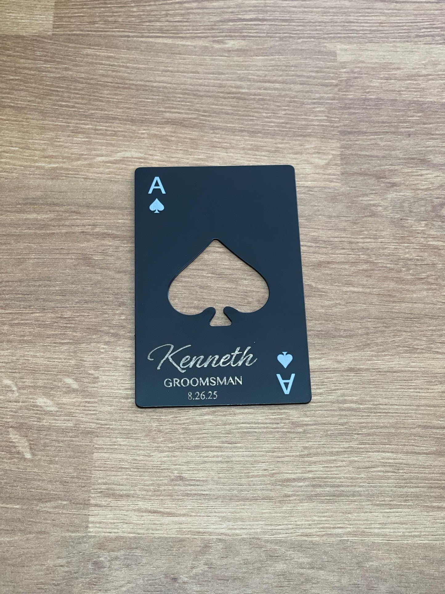Personalized Ace of Spades Bottle Opener | Groomsmen Gift | Wedding Favors | Custom Aluminum Card Opener