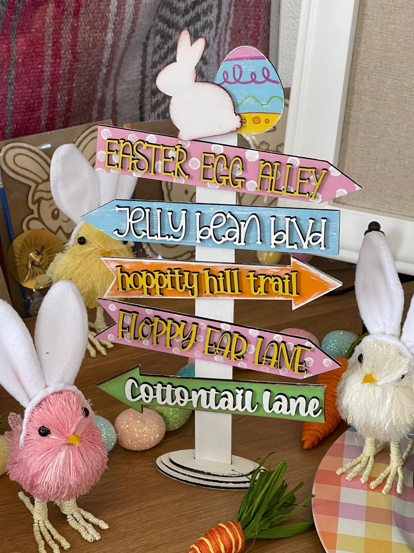Easter Crossings Wooden Street Sign: Easter/Bunny Decor