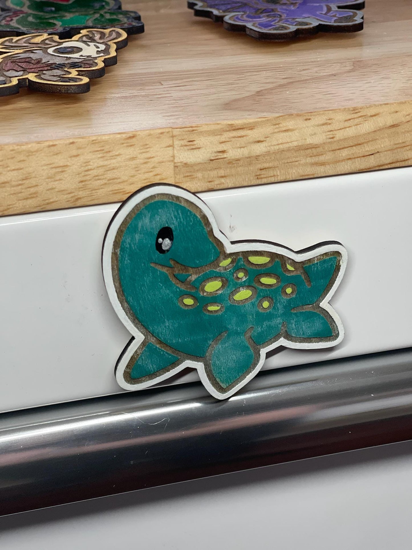 Handmade Cryptid Wood Magnets: Mythical Creature Set
