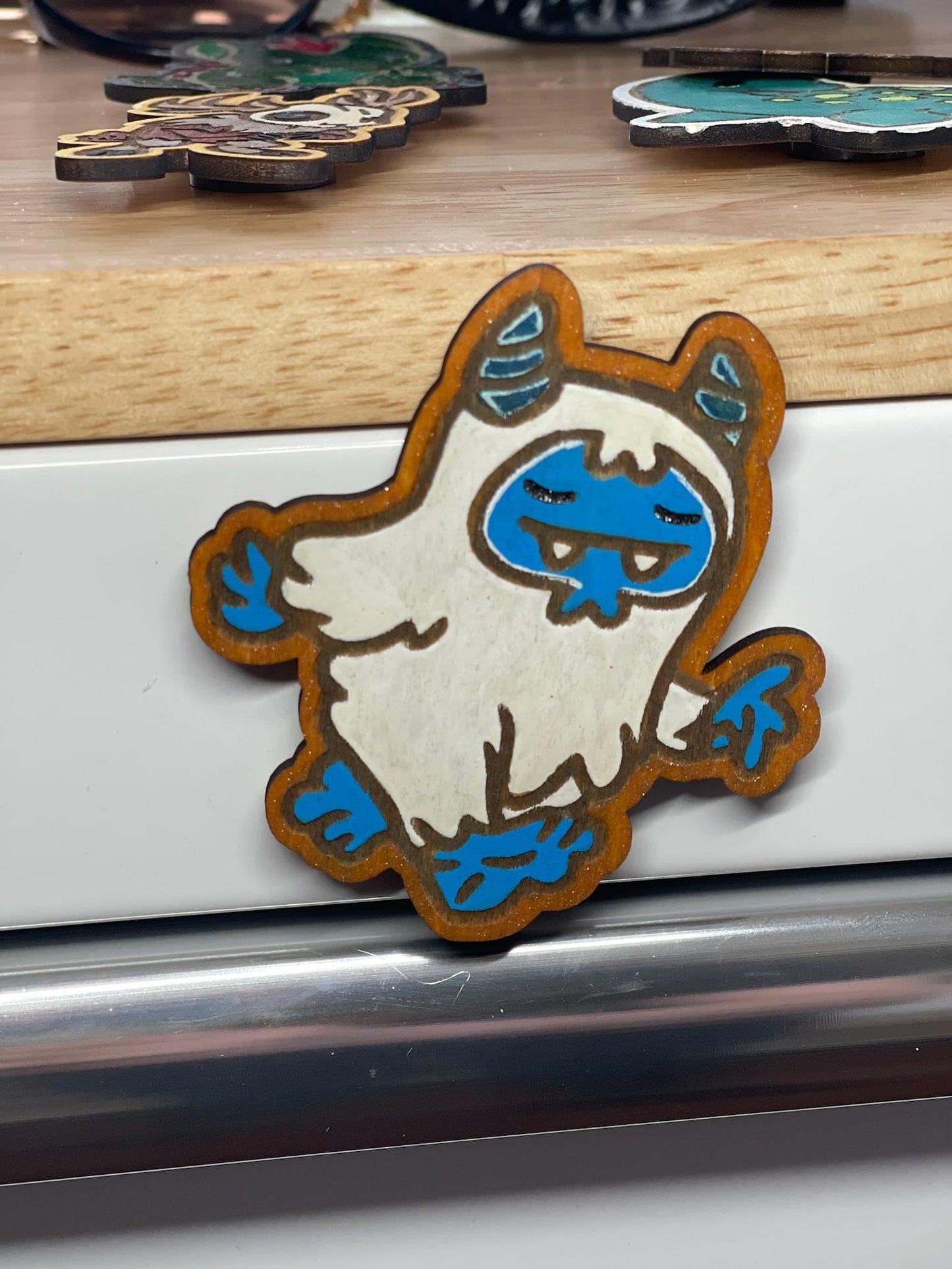 Handmade Cryptid Wood Magnets: Mythical Creature Set