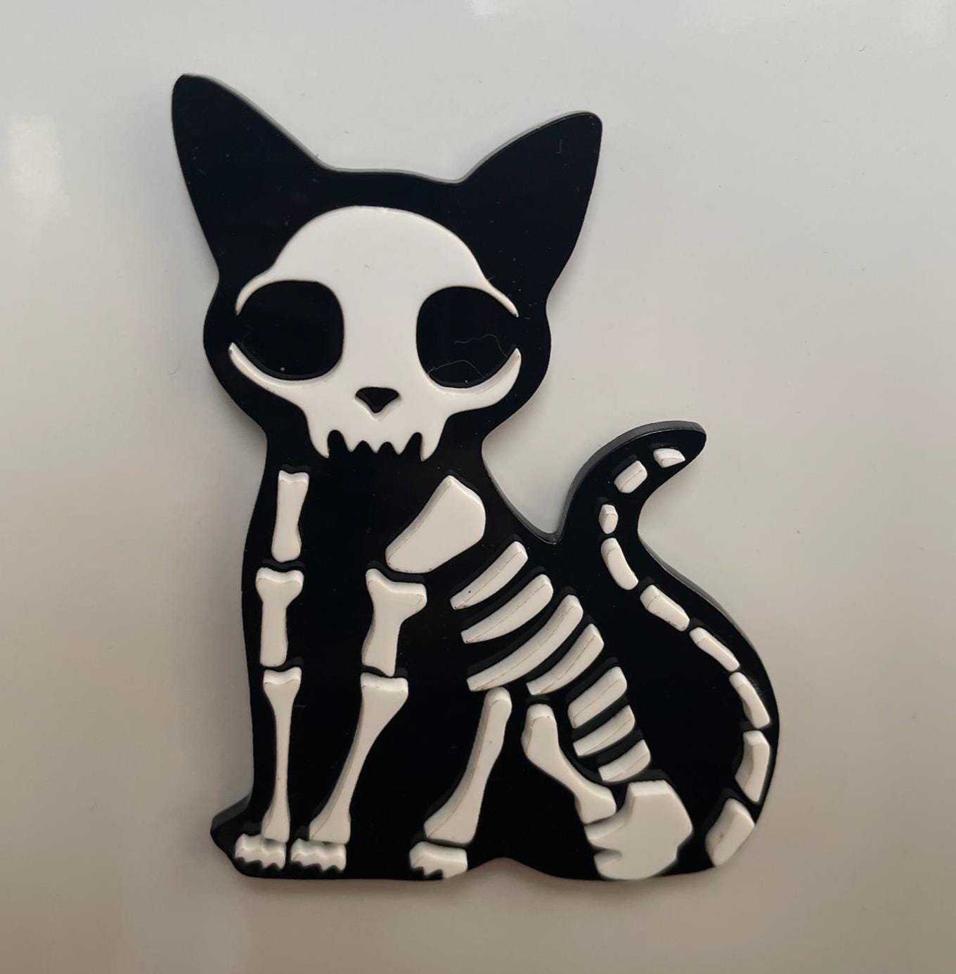 Spooky Skeleton Cat Creepy Halloween Magnet