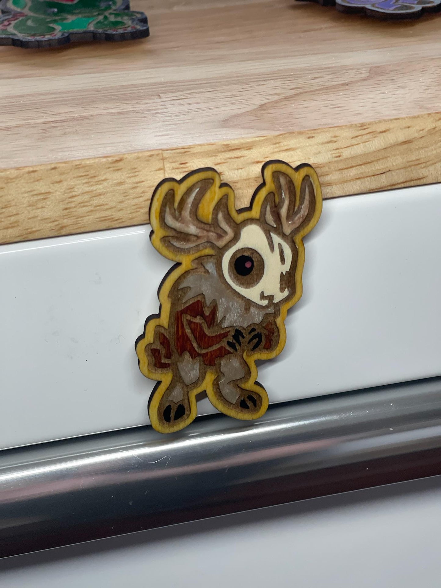 Handmade Cryptid Wood Magnets: Mythical Creature Set