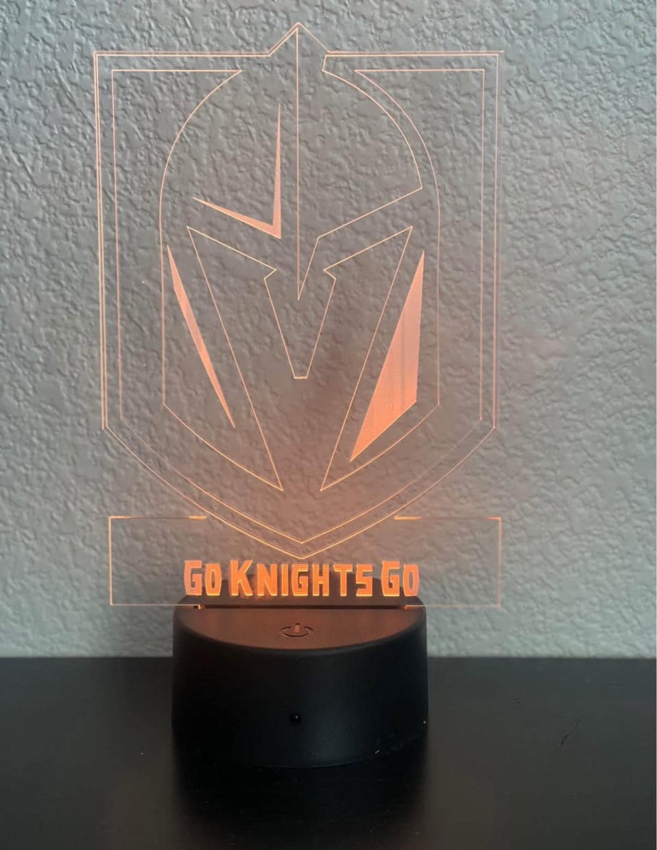 Vegas Golden Knights LED Light – “Go Knights Go” Fan Cave Décor – Color Changing Acrylic Lamp with remote
