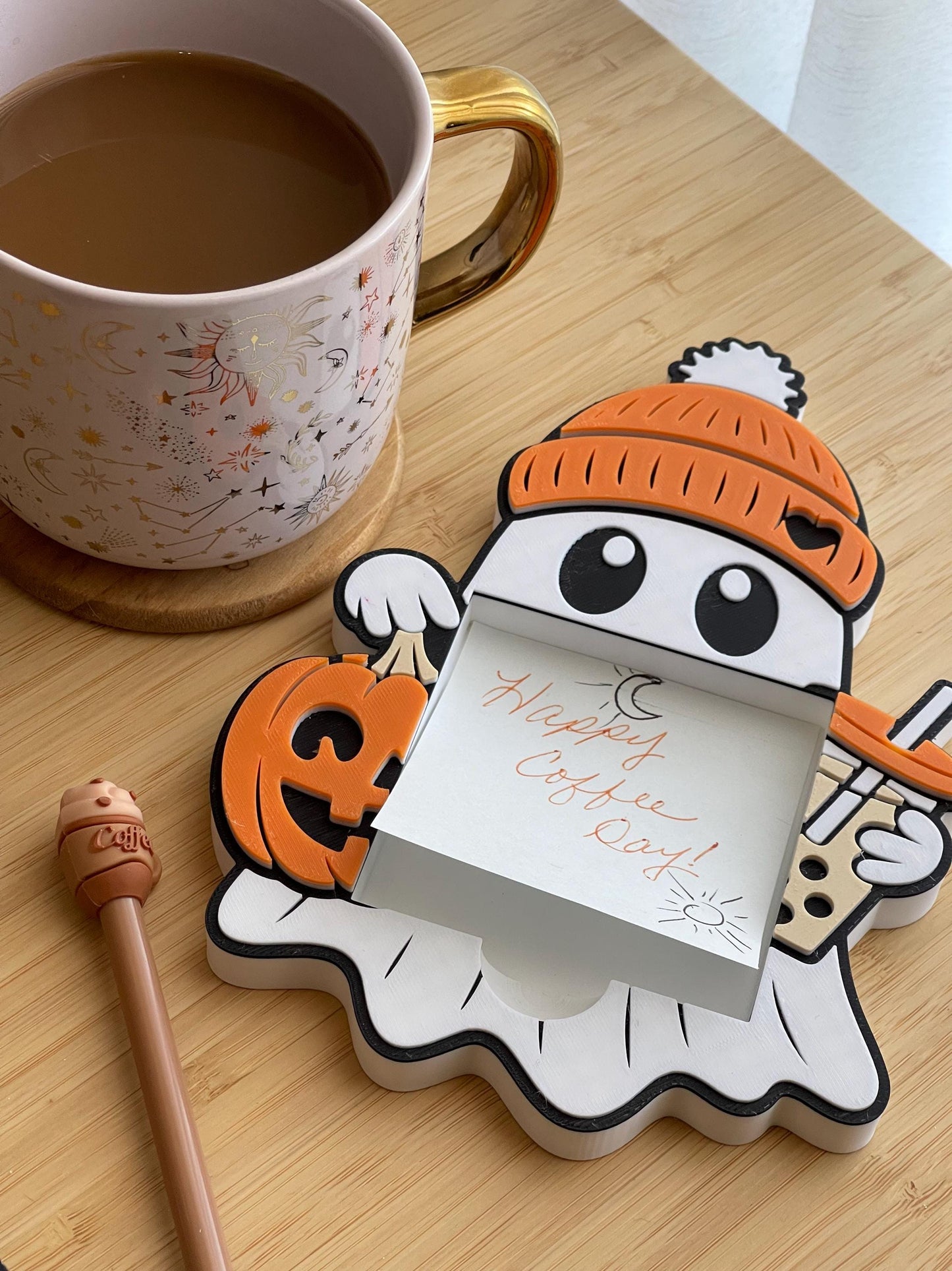 Pumpkin Spice Ghost Desk Accessories - Fall Stationery Collection
