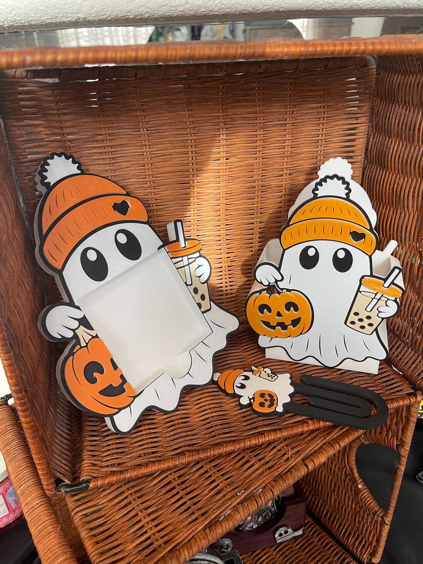 Pumpkin Spice Ghost Desk Accessories - Fall Stationery Collection