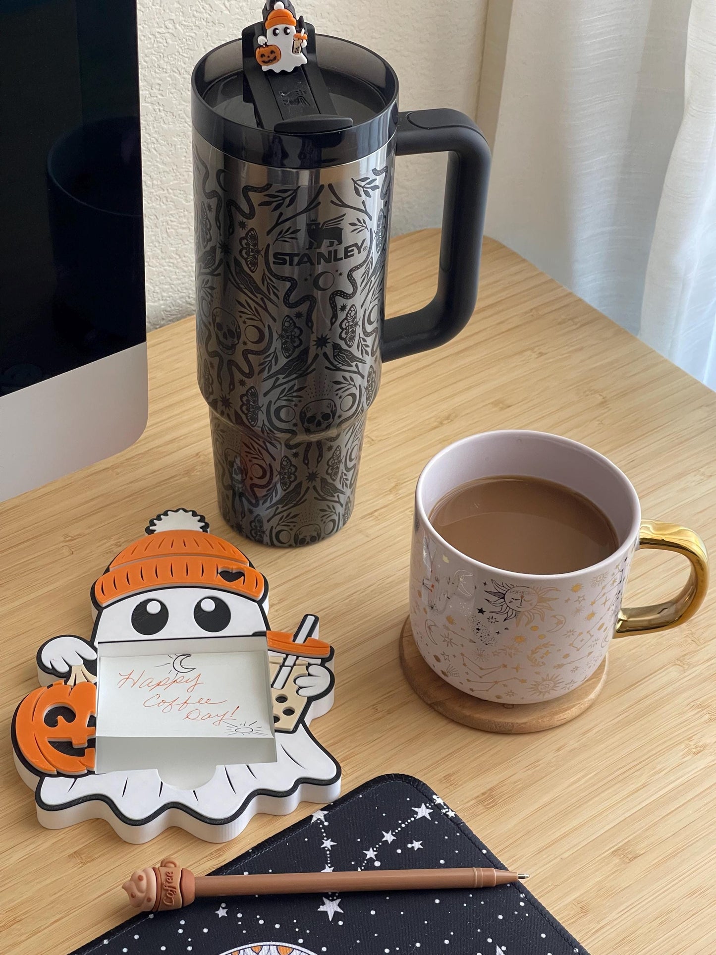 Pumpkin Spice Ghost Desk Accessories - Fall Stationery Collection