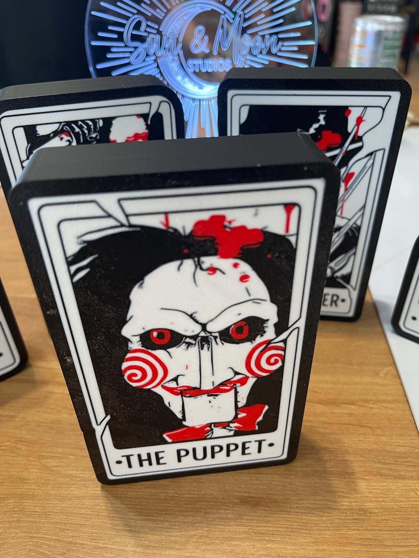 Horror Character LED Tarot Style Light Box | Halloween Horror Night Decor | Spooky Movie Villain Night Light | Creepy Room & Desk Deco