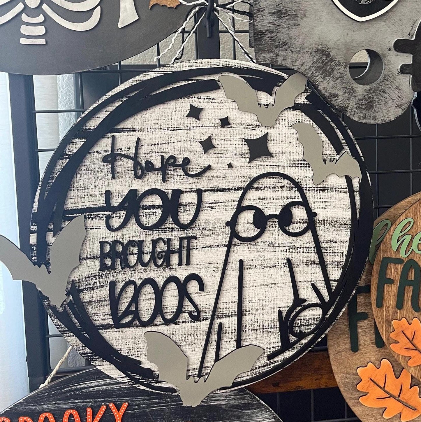 Hope You Brought Boos Wood Sign - Halloween Door Sign - Funny Ghost Wall Art Spooky Fall Home Decor - Handmade Halloween Gift