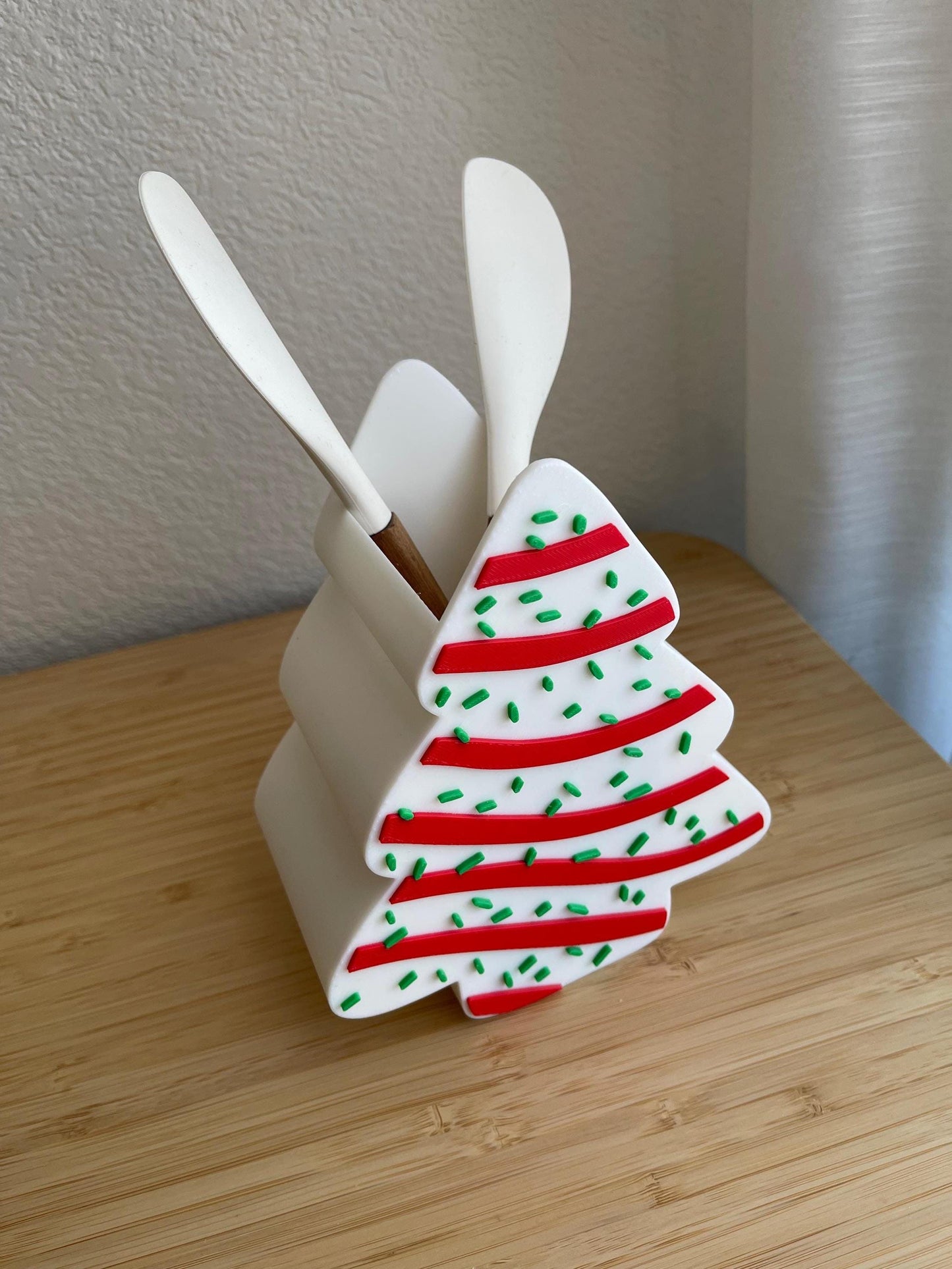 Holiday Tree Snack Cake Utensil Holder • Christmas Kitchen Decor • Cookie Tree Holder • Festive Countertop Organizer