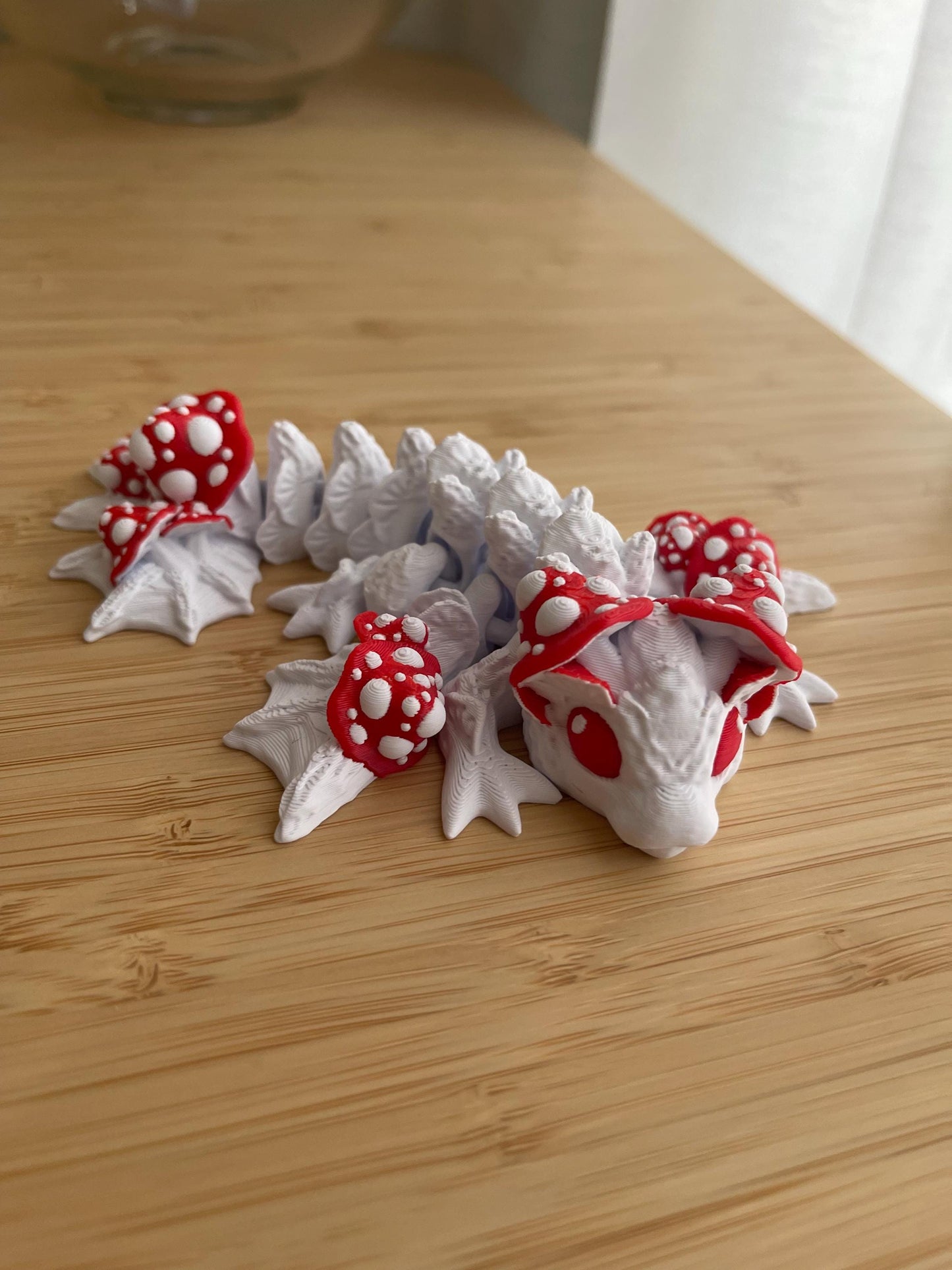 Mushroom Dragon/Wyvern, Articulated Flexi Dragon, 3D Printed Fantasy Dragon, Cute Desk Buddy, Cottagecore Dragon, Sensory Fidget Toy