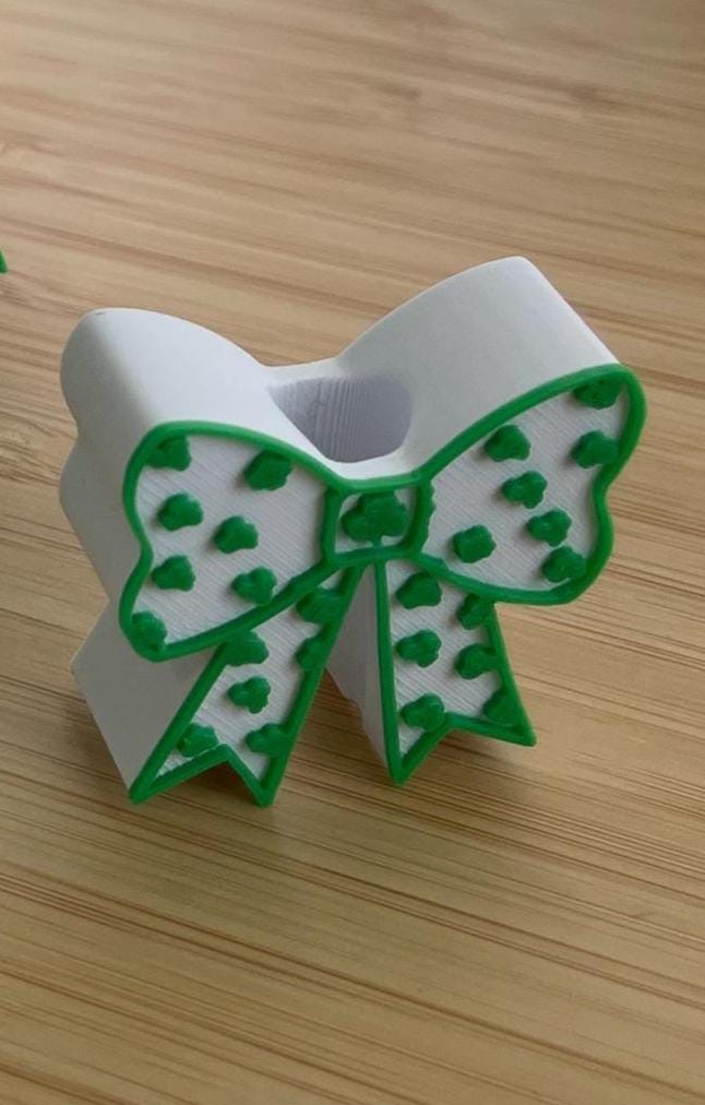 Shamrock Bow Desk Set | St Patrick’s Day Pen Holder, Post It Holder, Jumbo Paper Clip Bookmark, Straw Topper, Trinket Tray