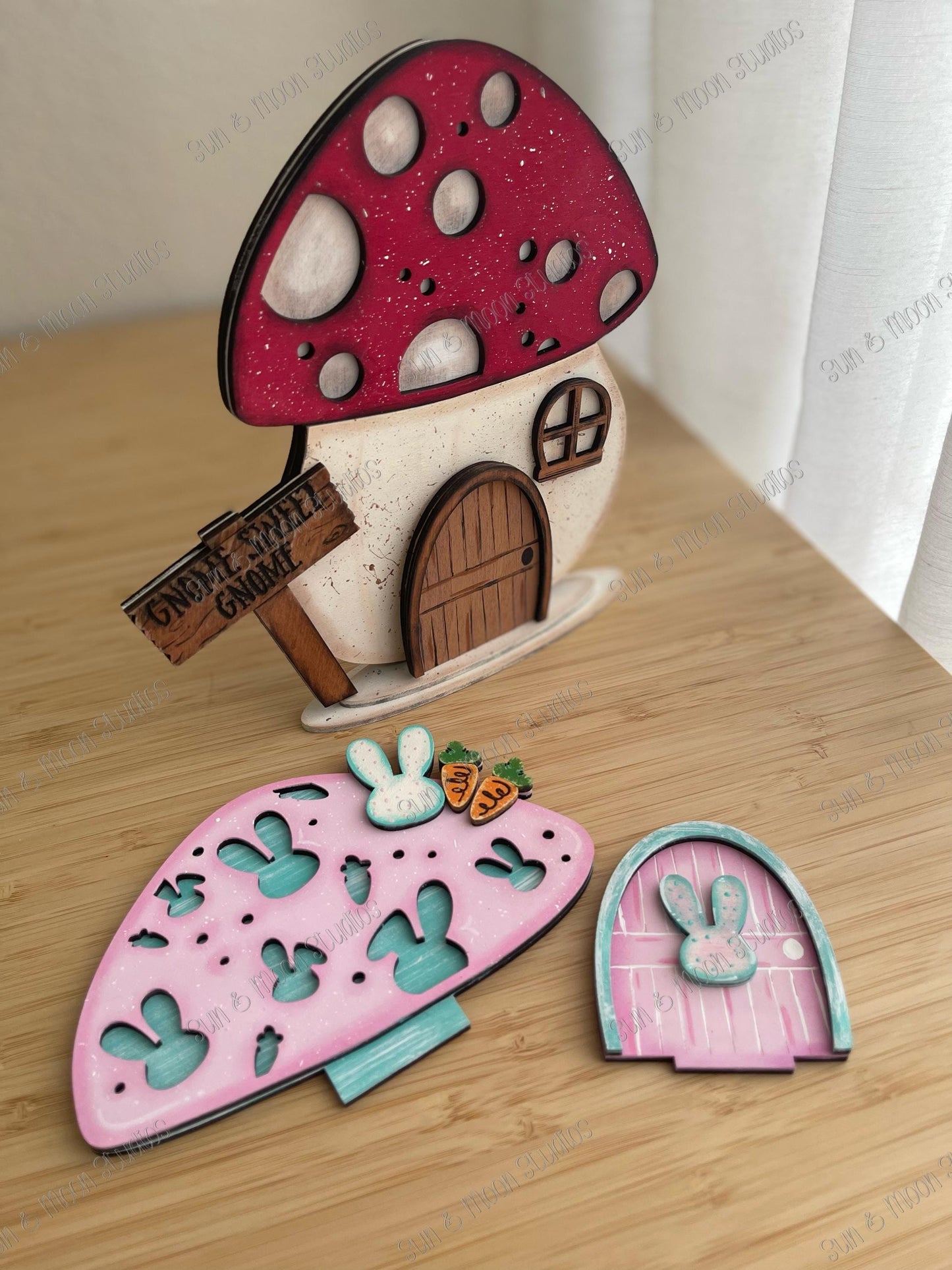 Gnome Mushroom Interchangeable Add-Ons | Seasonal Inserts for Mushroom Stand | Holiday Decor Pieces