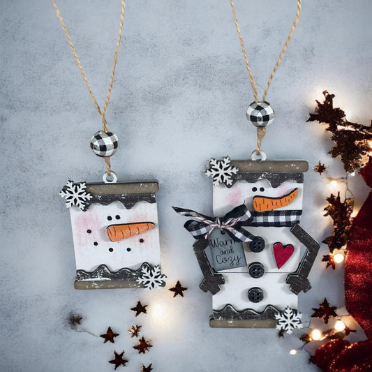 Marshmallow Snowmen Christmas Ornaments