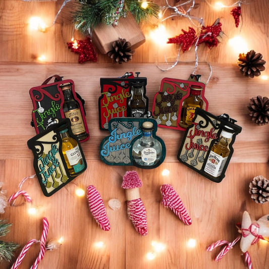 Jingle Juice Handmade Wooden Mini Liquor Ornaments