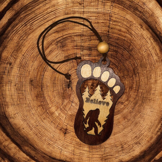 Sasquatch Wooden Ornament | Magnet, Rear View Mirror Hanger, or keychain