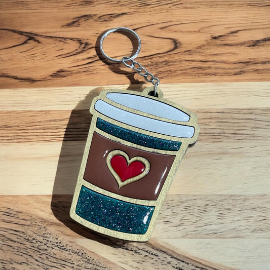 Hand-Painted Coffee Cup Keychain/ A Whimsical Gift for Coffee Lovers!