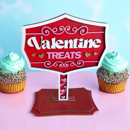 Valentine’s Day Treats Stand Wooden Decor/ Hand-Painted