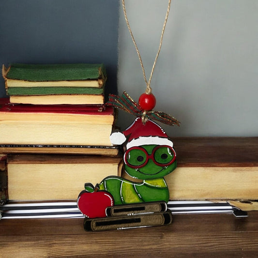 Book Lover/Teacher Bookworm Ornament/Keepsake