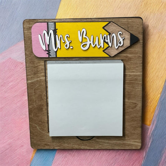 Teacher Sticky Note Pad Holder / Personalized with Teachers Name/ Teacher Desktop Accessory/ Teacher Appreciation Gift