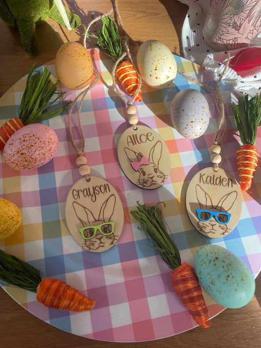 Personalized Laser Engraved Easter Basket Tags – Custom Bunny Name Tags