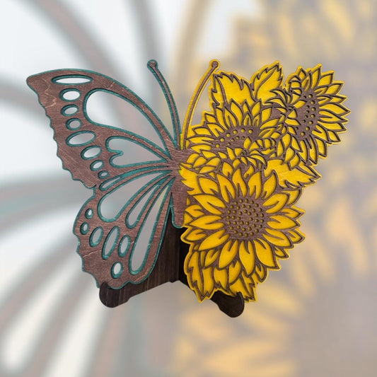 Butterfly & Sunflower Laser Cut Decor – Freestanding or Wall Hanging