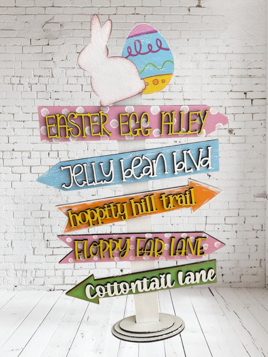 Easter Crossings Wooden Street Sign: Easter/Bunny Decor